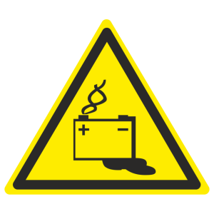 Знак безопасности W-20 «Осторожно. Аккумуляторные батареи»