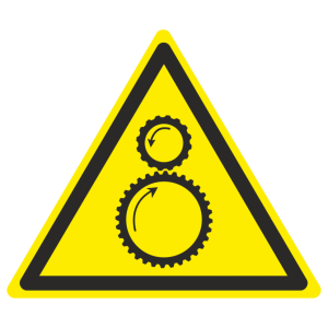 Знак безопасности W-29 «Осторожно. Возможно затягивание между вращающимися элементами»